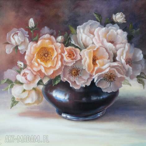 Bukiet róż - ręcznie malowany olejny obraz 50x60 cm | Lidia Olbrycht