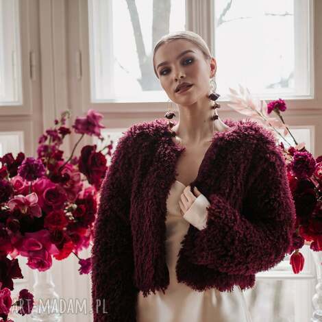 GOfashion: futro damskie bordowe, futerko bordowe, narzutka bordowa, futro na co dzien
