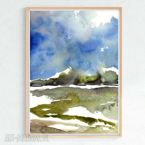 pejzaż 50x70cm, akwarela obraz plakaty, widok