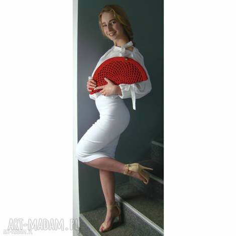 torebka - pierożek truskawkowy kopertówka, ażurowa elegancka, imprezowa