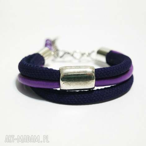 Prezent dla Niego - ręcznie robiona bransoletka Purple z fioletowych rzemieni (eko-skóra)