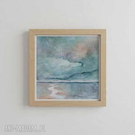 Pejzaż w akwareli 20x20 cm - ręcznie malowany obraz Pauliny Lebidy
