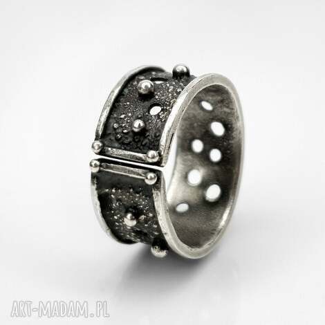 Wave I - srebrny pierścionek regulowany z metaloplastyki (srebro 925 i 999)