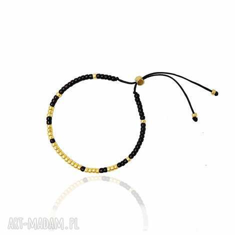 Bransoletka Minimal Black and Gold - koralikowa TOHO, regulowana