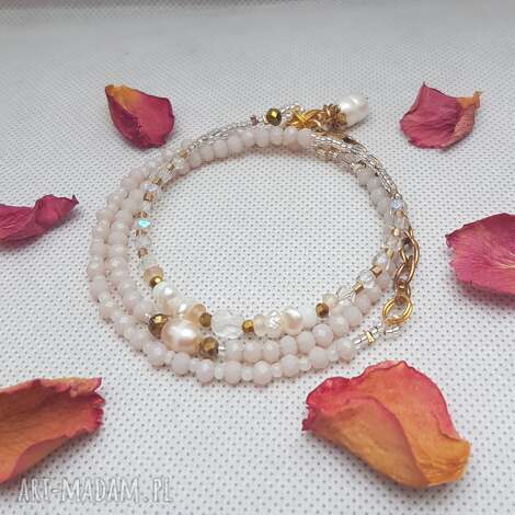 bransoletka boholinka perłowe inspiracje bra24 19, perłowa biżuteria, różowe