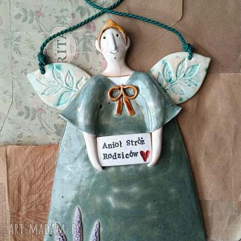 Anioł Stróż Rodziców - ceramiczna dekoracja do zawieszenia