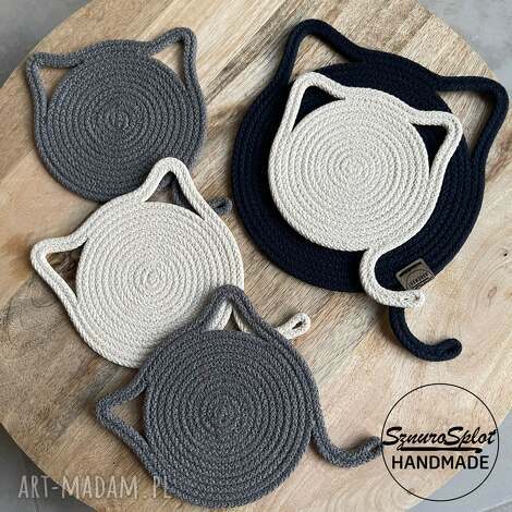 podkładki koty 5 szt kotki pod kubek kociarza na stół ze sznurka