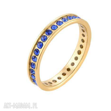 złota obrączka z szafirowymi kryształami preciosa r.14, kryształ