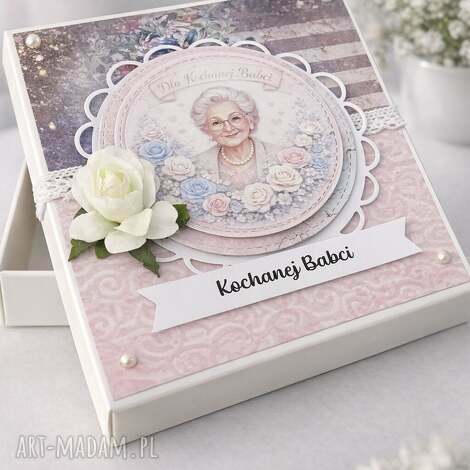 kartka w pudełku dzień babci scrapbooking, rękodzieło