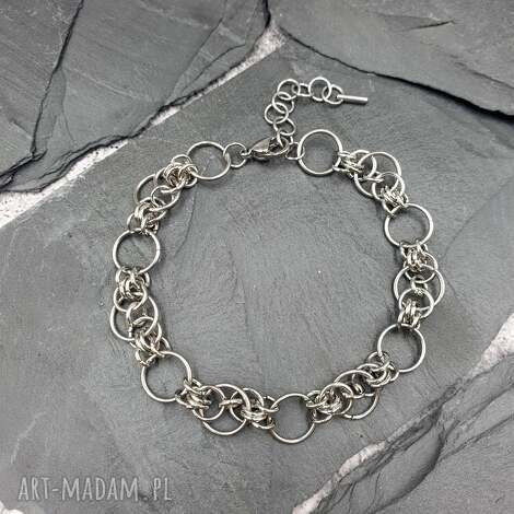 Bransoletka chainmaille - ażurowe koła ze stali szlachetnej