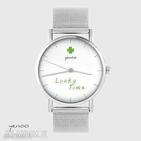 Zegarek-bransoletka Lucky Time z koniczynką - metalowy, regulowany - art-Madam.pl