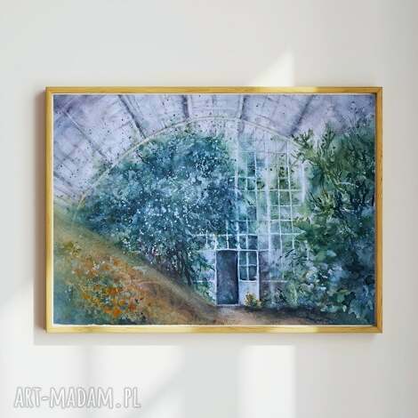 Zapomniana szklarnia - oryginalna akwarela 42 x 29,7 cm
