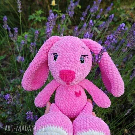szydełkowy pluszowy króliczek, maskotka, maskotka handmade przytulanka bunny