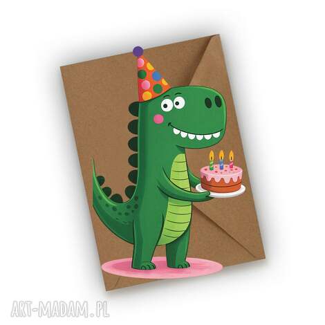 kartka urodzinowa - dinozaur urodzinowy dla dziecka urodziny