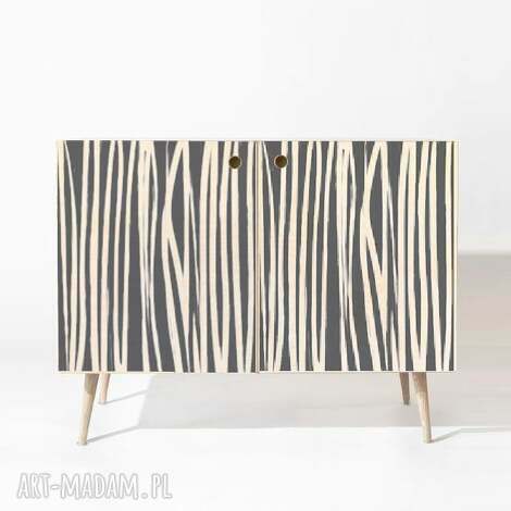 komoda credenza double w stylu mid century/prl ze sklejki - black stripes