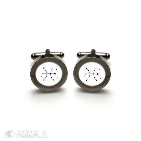 Spinki do mankietów Znak Zodiaku Ryby - antracytowe, ręcznie robione Laluv