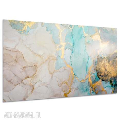 Turkusowy obraz na płótnie marmur i złoto glamour 120x80 cm