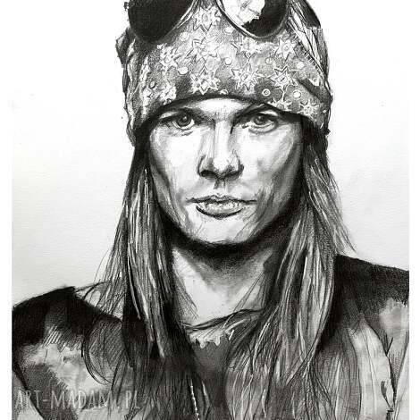 axl rose - seria ikony A3, rysunek, guns and roses, portret, ołówek, muzyka