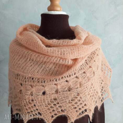 chustki i apaszki chusta z alpaki jedwabiu ręcznie robiona na drutach, pomysł