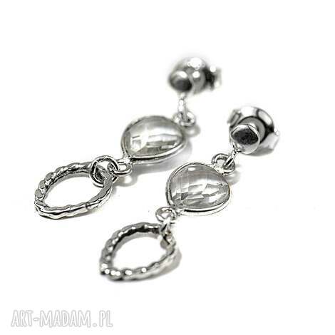 Kolczyki z kryształem górskim w srebrze 925 - sztyfty, 3,5 cm