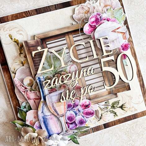 kartka z okazji 50 urodzin w pudełku - jesteś jak wino kartka w pudełku