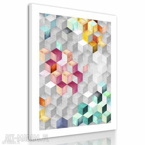 Abstrakcyjny obraz na płótnie 60x80 cm - sześciany, wysyłka w 24h