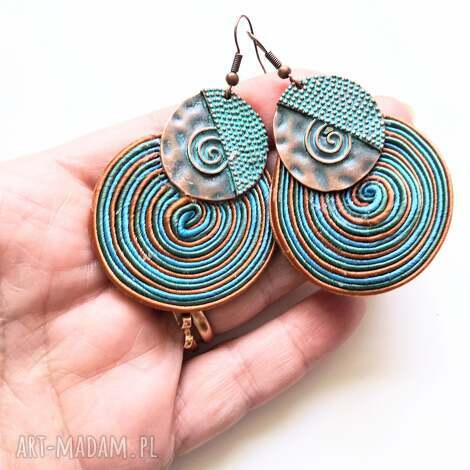Spirals - Kolczyki sutaszowe ręcznie haftowane 5,5 cm