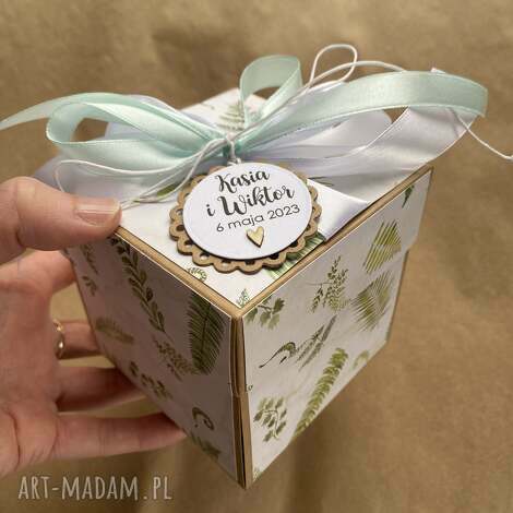 Pudełko-kartka ślub wesele rustykalne - exploding box 10x10x10