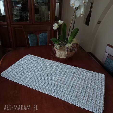 Bieżnik prostokątny ze sznurka 40x80 cm szydełkowany boho do jadalni