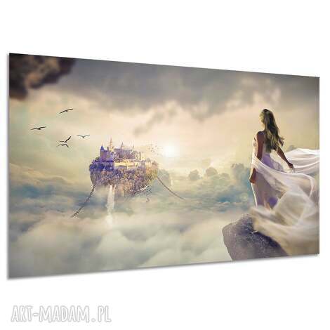Obraz na płótnie Kobieta i zamek w chmurach 120x80 cm