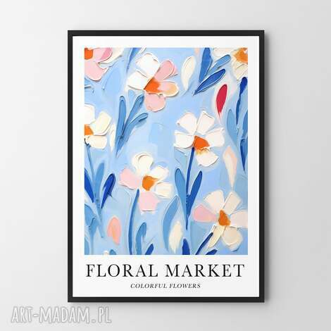 kolorowy plakat kwiaty - format 30x40 cm salonu, plakaty wnętrza