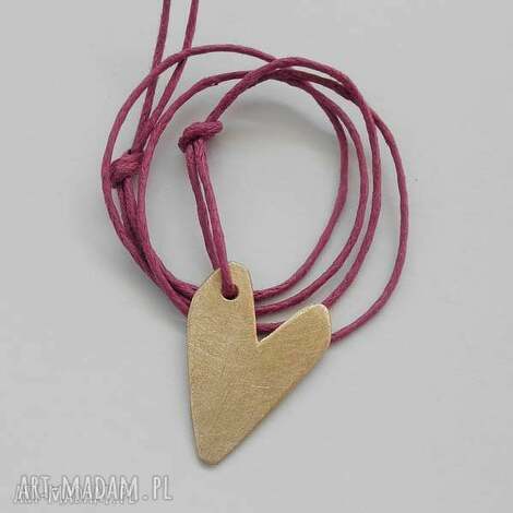 Wisiorek serce brąz na sznurku - handmade Katarzyna Kamińska