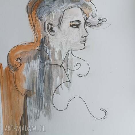 Kolorowe marzenie - autorska grafika kobiety A4 mixed media