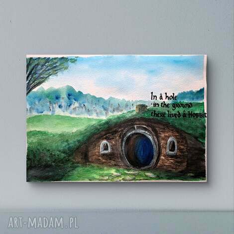 hobbit obraz akwarela 35x50 władca pierścieni lotr film cytat tolkien, las we