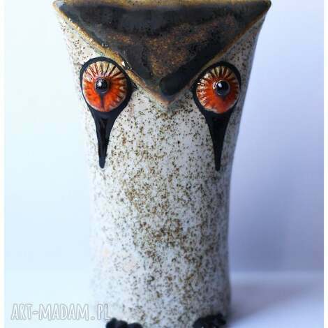 Sowa 7 - ceramiczna sówka handmade z gliny szamotowej (ok. 13 cm)