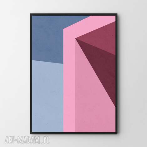 plakat różowa abstrakcja - 40x50 cm, geometria geometryczne