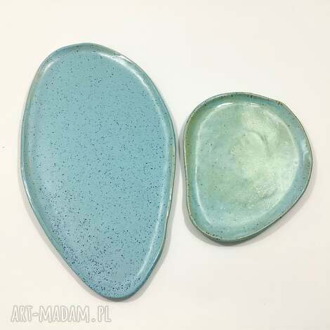 Zestaw pater w turkusie - ręcznie robione talerze do serwowania na prezent