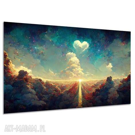 Obraz na płótnie Droga do nieba - serce w chmurach 120x80 cm