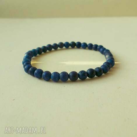 lapis lazuli matowa bransoletka, matowe kamienie, bransoletka na gumce