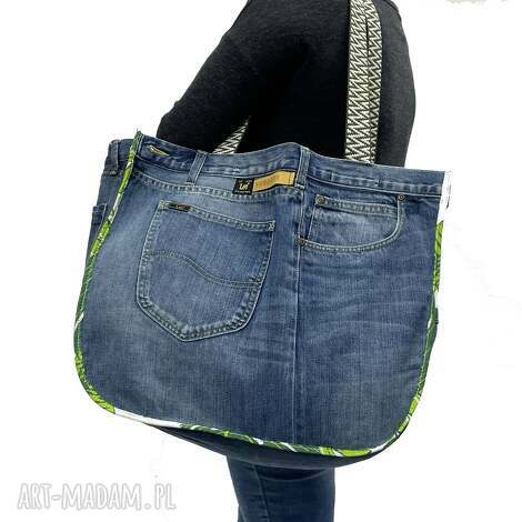 duża torba upcykling jeans lee 104 od majunto recykling