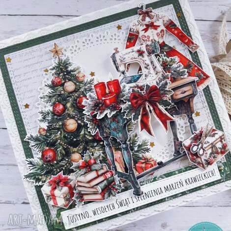 kartka świąteczno - urodzinowa dla krawcowej, personalizacja, kartka maszyną