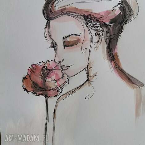 Grafika „Zapach momentu” - kobiecy portret mixed media
