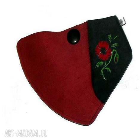skórzano - ficlowa kopertówka, filc, malowana pojedynczy