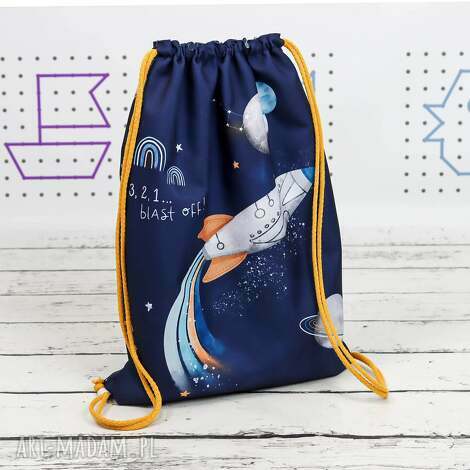 Worek do przedszkola z imieniem Blast Off Granat - plecak-worek 35x45 cm