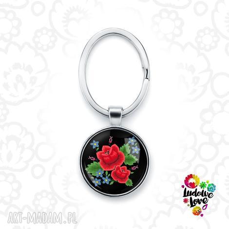 LudoweLove: brelok do kluczy róże (polskie, wzory, ludowe haft, folk, prezent)