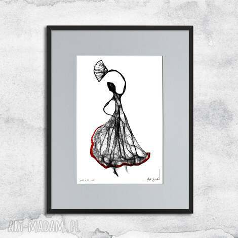Grafika z ramą Flamenco 140 41x31 cm - czarno-biała dekoracja na ścianę