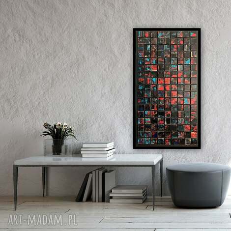 Mozaika - ręcznie malowany obraz abstrakcyjny 60x100 cm