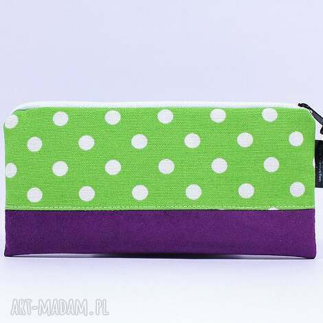 rekaproduction piórnik kropki z fioletem, kosmetyczka, prezent, szkoła