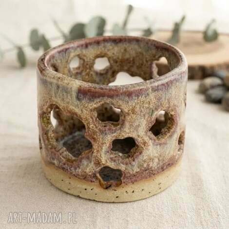 Ceramiczny lampion na tealight - ręcznie robiony świecznik