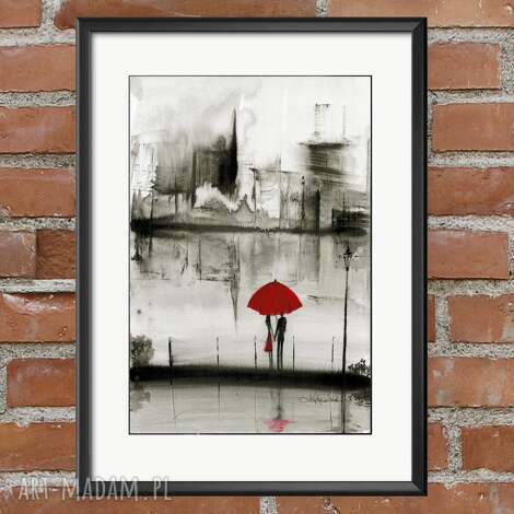 Grafika 30x40 cm ręcznie malowana czarno-biała abstrakcja Rain - art-Madam.pl